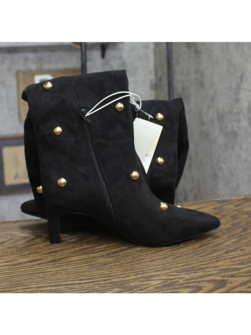 A New Day Studded Mid-Calf Pointed-Toe Boots 94568939 Jet Black / Gold 6M - Picture 8 of 11